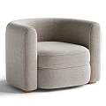 Light Gray Upholstered Fabric Leisure Chair With Rounded Armrests Modern Design And Wooden Legs