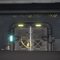 Futuristic Sci Fi Facility Design With Metal Panels Illuminated Doors And Glowing Lights