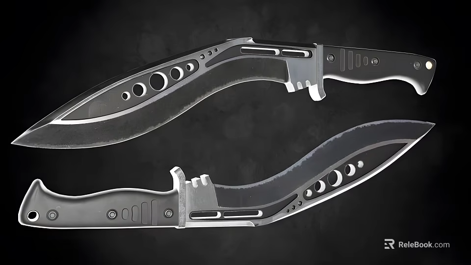 Tactical Folding Knives Modern Design With Sharp Blades Metal Handles And Circular Holes 3d model 