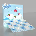 Interactive Zone For Kids With Ring Toss Poles Strawberry Decorations And Clouds