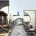 Decorative Rockery Stones In Traditional Chinese Courtyard With Lush Plants And Pathway