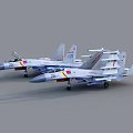 Two Military Fighter Jets Parked With National Emblems And Serial Numbers