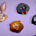 Collection of Cute Cartoon Animal Heads in Vibrant Colors and Styles