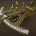 Vintage Brass Sextant With Scaled Dial Telescope And Navigation Pointer