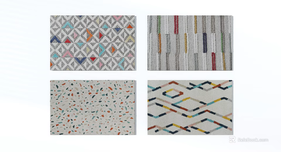 Square Rugs Featuring Geometric Patterns Colorful Stripes And Modern Abstract Designs 3d model