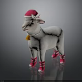 White Lamb Plush Toy With Pink Santa Hat Striped Socks And Bell Collar