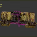 Yellow Rusty Functional Tanker Wagon With Ladder On Railway Track And Metal Wheels