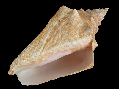 Conch Shell Marine Animal With Brown White Patterns And Pink Interior 3d model
