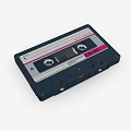 Deep Blue Musical Instrument Recording Cassette Tape with White Pink Stripes