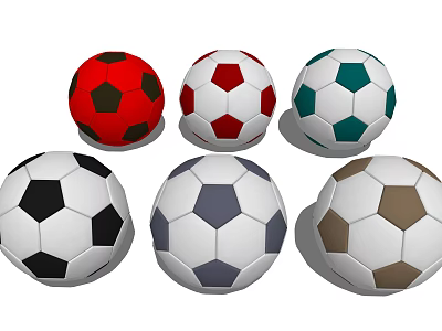 Sports Equipment Collection Of Multiple Colored Soccer Balls With Classic Hexagonal Design 3d model
