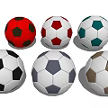 Sports Equipment Collection Of Multiple Colored Soccer Balls With Classic Hexagonal Design