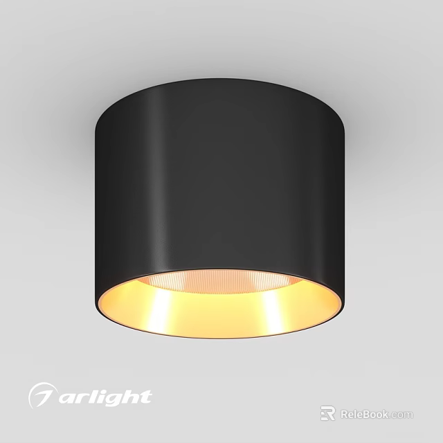 Modern Black Ceiling Downlight Spotlight With Warm Yellow Lighting Fixture 3d model 