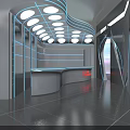 Futuristic Sci Fi Robot Base Interior With Glowing Signage And Metallic Structures 3d model