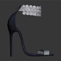 Women's Fashionable Gray High Heels With Transparent Strap And Decorative Beaded Hat Design