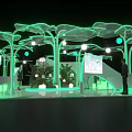 Green Leaf Shaped Exhibition Booth 2024 With Lighting Staff And Display Board