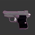 Silver Metal Pistol With Black Grip And Shiny Classic Design Features