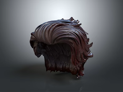 Realistic Human Head 3D Sculpture With Detailed Hair Texture and Strands Design 3d model