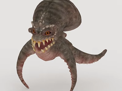 Fantasy Monster With Red Eyes Sharp Teeth Multiple Legs And Textured Skin Design 3d model