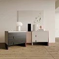 Modern Bedside Tables With Dark Grey White Light Wood Design Lamp Vase Plant Books Decor