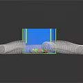 Green Square Box With Blue Interior And White Corrugated Hose Wrapped Around