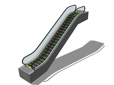 Modern Escalator Design With Transparent Sides Moving Steps And Metal Frame Structure 3d model