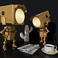 Table lamp robot table lamp industrial wind table lamp 3d model