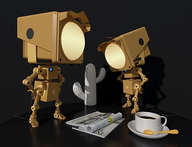 Table lamp robot table lamp industrial wind table lamp 3d model