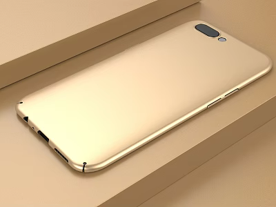 Golden Mobile Phone Back Cover Design On Light Colored Surface With Sleek Material 3d model