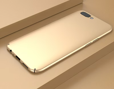 Golden Mobile Phone Back Cover Design On Light Colored Surface With Sleek Material 3d model