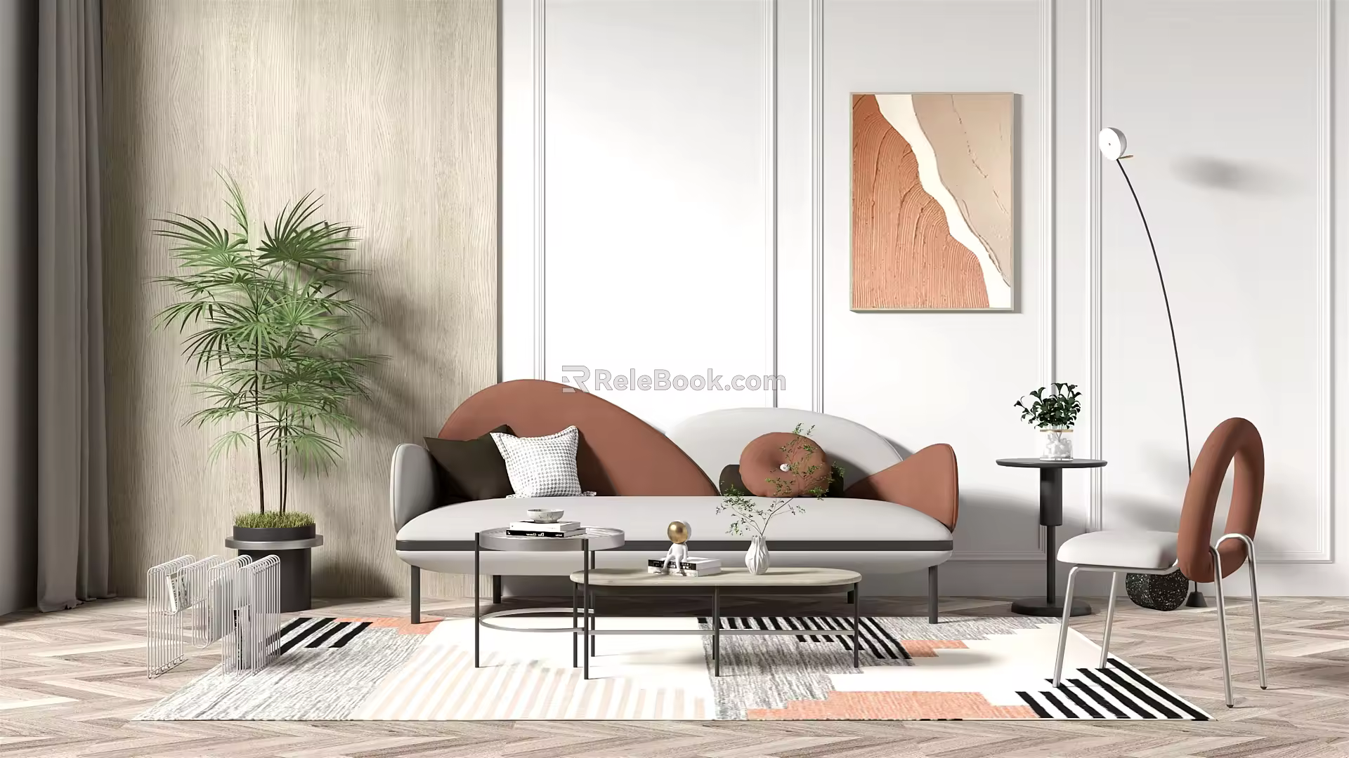 Modern sofa coffee table combination 3d model