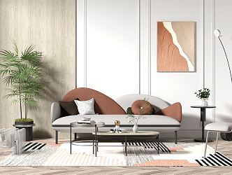 Modern sofa coffee table combination 3d model