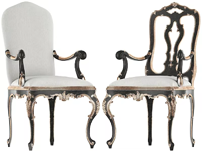Ornate Vintage Dining Chairs With Elegant Carved Frames And Upholstered Seats 3d model