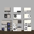 Modern Balcony Cabinets with Washing Machine Storage and Multiple Designs 3d model