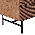 Modern Wooden TV Stand With Textured Drawers And Black Metal Legs