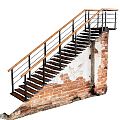 Industrial LOFT Stair Handrail Stairs Outdoor Stairs 3d model