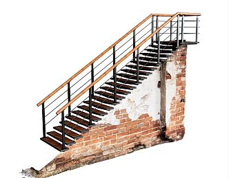 Industrial LOFT Stair Handrail Stairs Outdoor Stairs 3d model