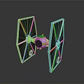 TIE Fighter Spacecraft Model With Metallic Wings And Detailed Engine Design For Space Enthusiasts