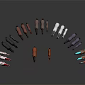 Colorful Horses Of Various Sizes In Circular Arrangement As 3D Models On Gray Background