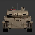 3D Rendering Of Military Tank With Desert Camouflage Turret Cannon And Tracks
