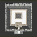 Ancient Stepped Building with Gray Stone Bricks Light-Colored Stones Square Tower Platform and Staircase 3d model