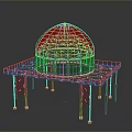Metal Frame Dome Structure With Base Supports And Open Skeletal Design 3d model