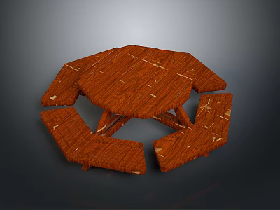 Unique Wooden Round Table With Folding Panels And Intricate Wooden Structure 3d model