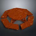 Unique Wooden Round Table With Folding Panels And Intricate Wooden Structure