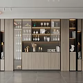 Elegant Modern Wine Cabinet With Glass Doors Lighting And Decorative Wine Glasses Home Accent