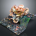 Decorative Mushroom Shaped Household Item With Layered Pink Brown Caps And Decorative Base
