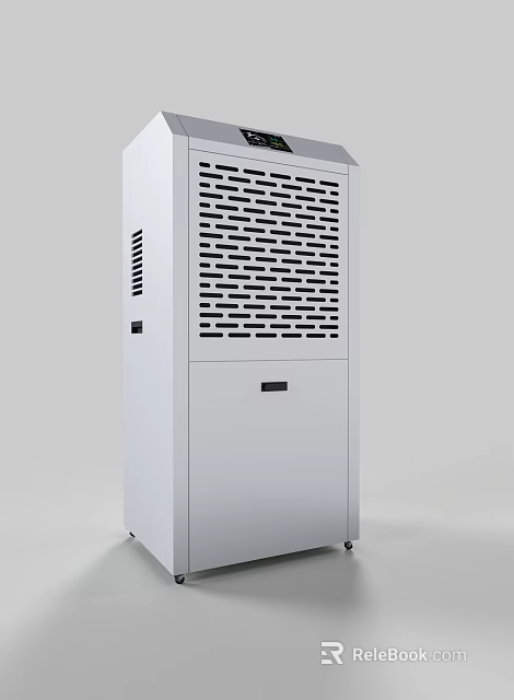 White Standing Dehumidifier With Grille Front Panel And Storage Drawer 3d model 