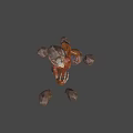 Mystical Game Movie Character Composed of Brown Orange Rocks with Glowing Top on Dark Background