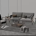 Modern Sofa Coffee Table Set Design With Throw Pillows Blanket Side Tables And Rug 3d model