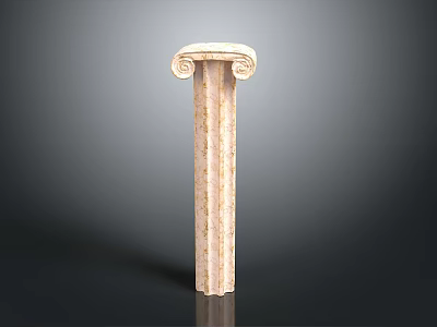 Classical Roman Column With Beige Marble Texture And Ornate Capital Design 3d model
