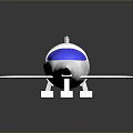 White Model Airplane With Blue Cockpit Red White Striped Wings And Stand